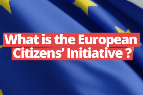 EU Flag in background with overlay text "What is the European Citizens' Initiative?"